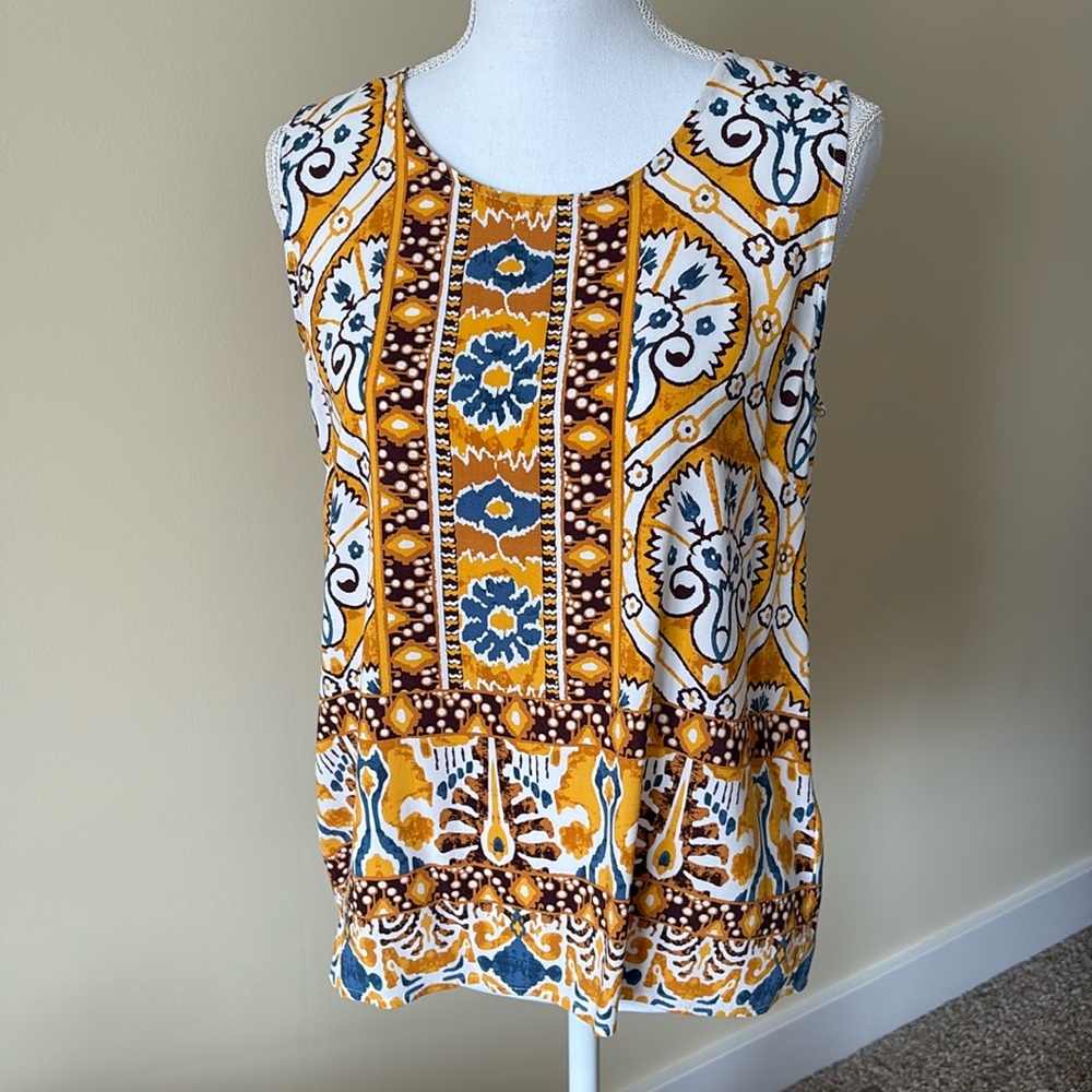 Christian Siriano Medium Sleeveless Boho Print Top
